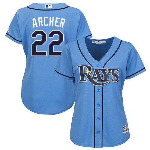 Rays #22 Chris Archer Light Blue Alternate Women's Stitched MLB Jersey